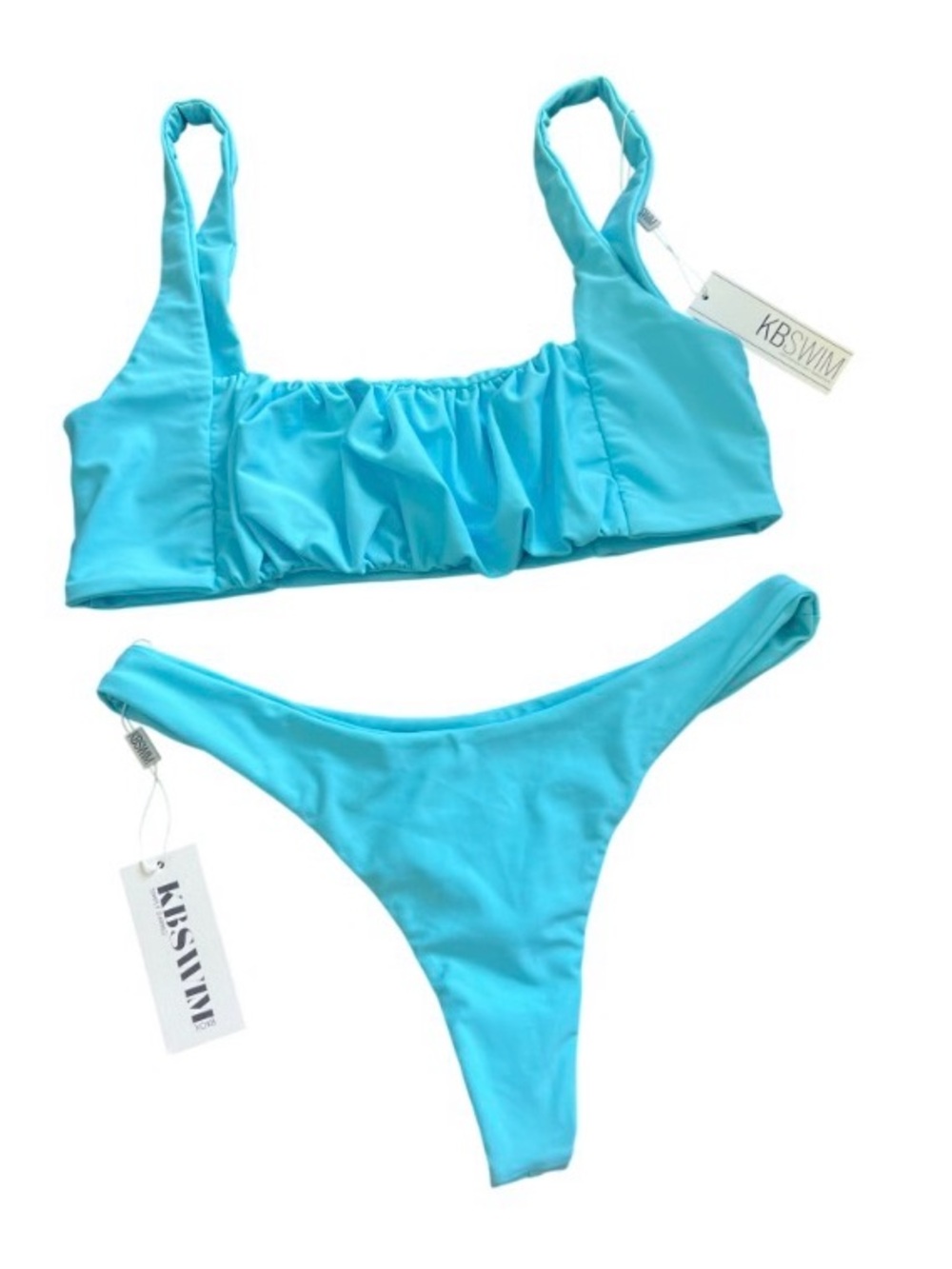 NEW KB Swim Blue Bikini Two Piece Set Matching Swimsuit Women's Large